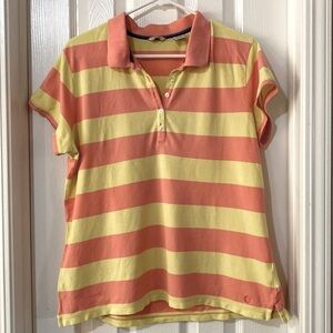 Women’s Izod polo shirt peach and yellow stripe size XL